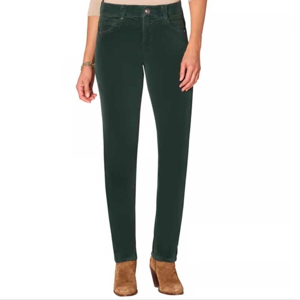 Democracy Women’s 6 AB Technology Dark Green Skinny Jeans With Elastic Band